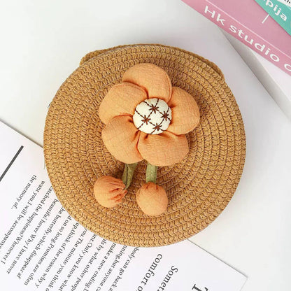 Cute Flower Design Kids Crossbody Bag – Handmade Round Sling Bag